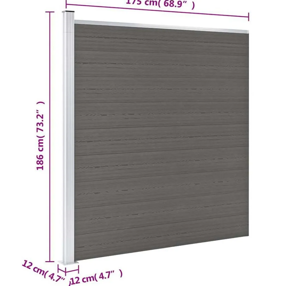 vidaXL Valla de jardín de WPC 175x186 cm Gris Best