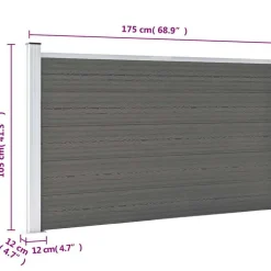 vidaXL Valla de jardín de WPC 175x105 cm Gris Clearance