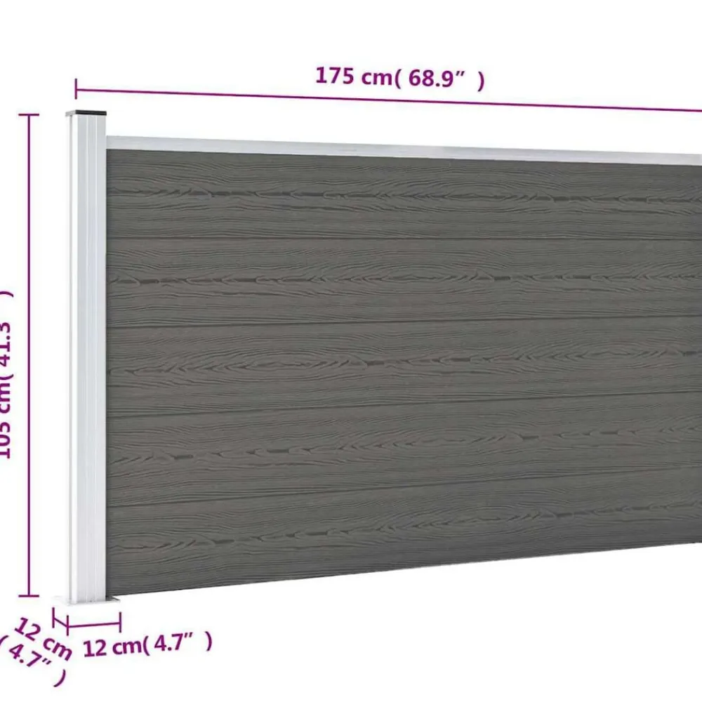 vidaXL Valla de jardín de WPC 175x105 cm Gris Clearance