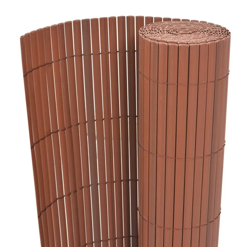 vidaXL Vallas De Jardín-Valla de jardín de doble cara marrón PVC 90x300 cm