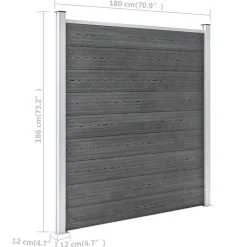 vidaXL Valla de jardín de WPC 1564x186 cm Gris Outlet