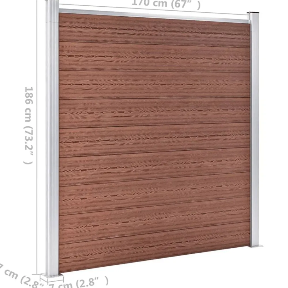 vidaXL Vallas De Jardín-Valla de jardín de WPC marrón 699x186 cm