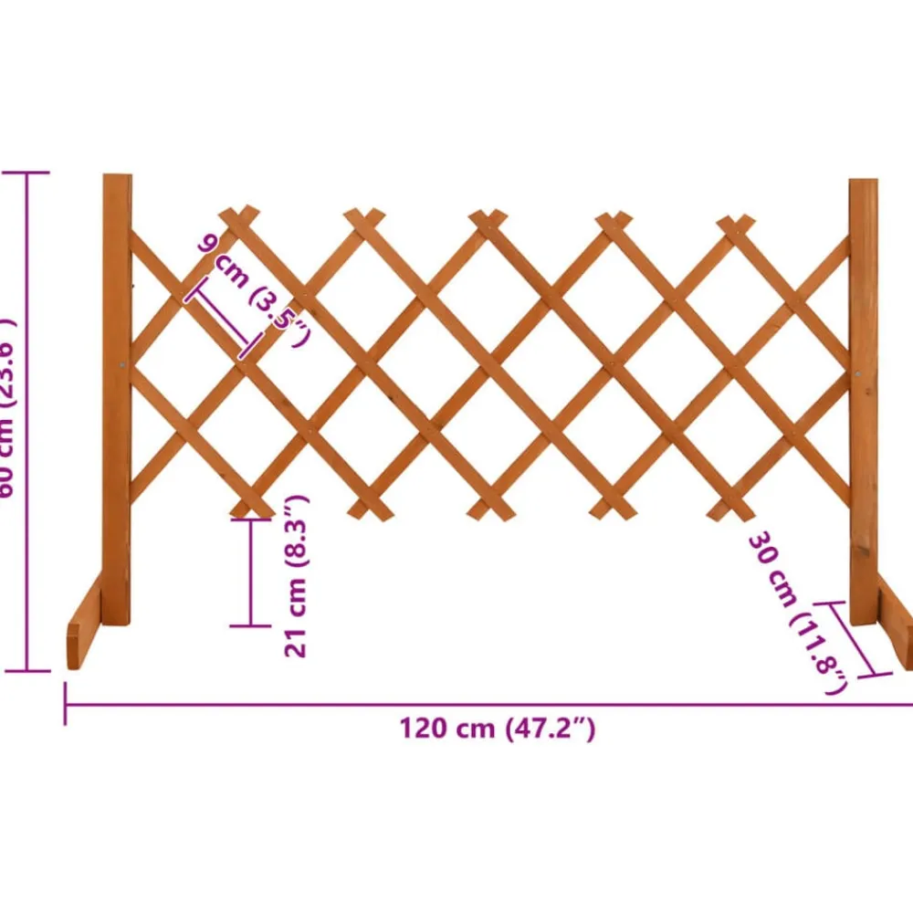 vidaXL Valla de jardín enrejada madera maciza abeto 120x60 cm Naranja