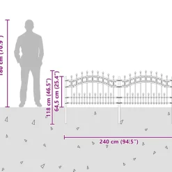 vidaXL Valla de Jardín Kampen 240 x 118 cm Gris Online