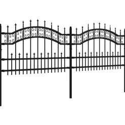 vidaXL Vallas De Jardín-Valla de jardín Kampen con punta de lanza negra, 240x75 cm, acero