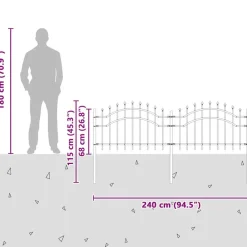 vidaXL Vallas De Jardín-Valla de jardín Woerden con punta de lanza negra, 240x75 cm, acero