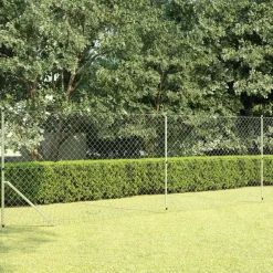 vidaXL Vallas De Jardín-Valla tela metálica y postes acero galvanizado plata 15x1,5 m