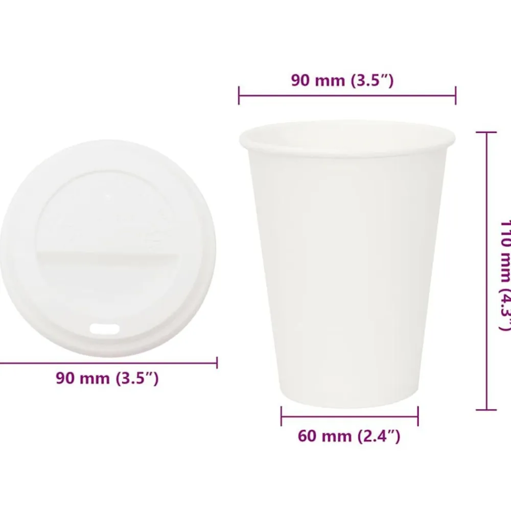 vidaXL Vasos de café de papel con tapa 1000 uds 12oz 300ml Clearance