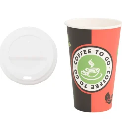 vidaXL Restauración-Vasos de café de papel con tapa 1000 uds 16oz 400ml