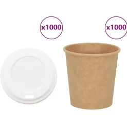 vidaXL Vasos de café de papel con tapa 1000 uds 4oz 100ml Outlet