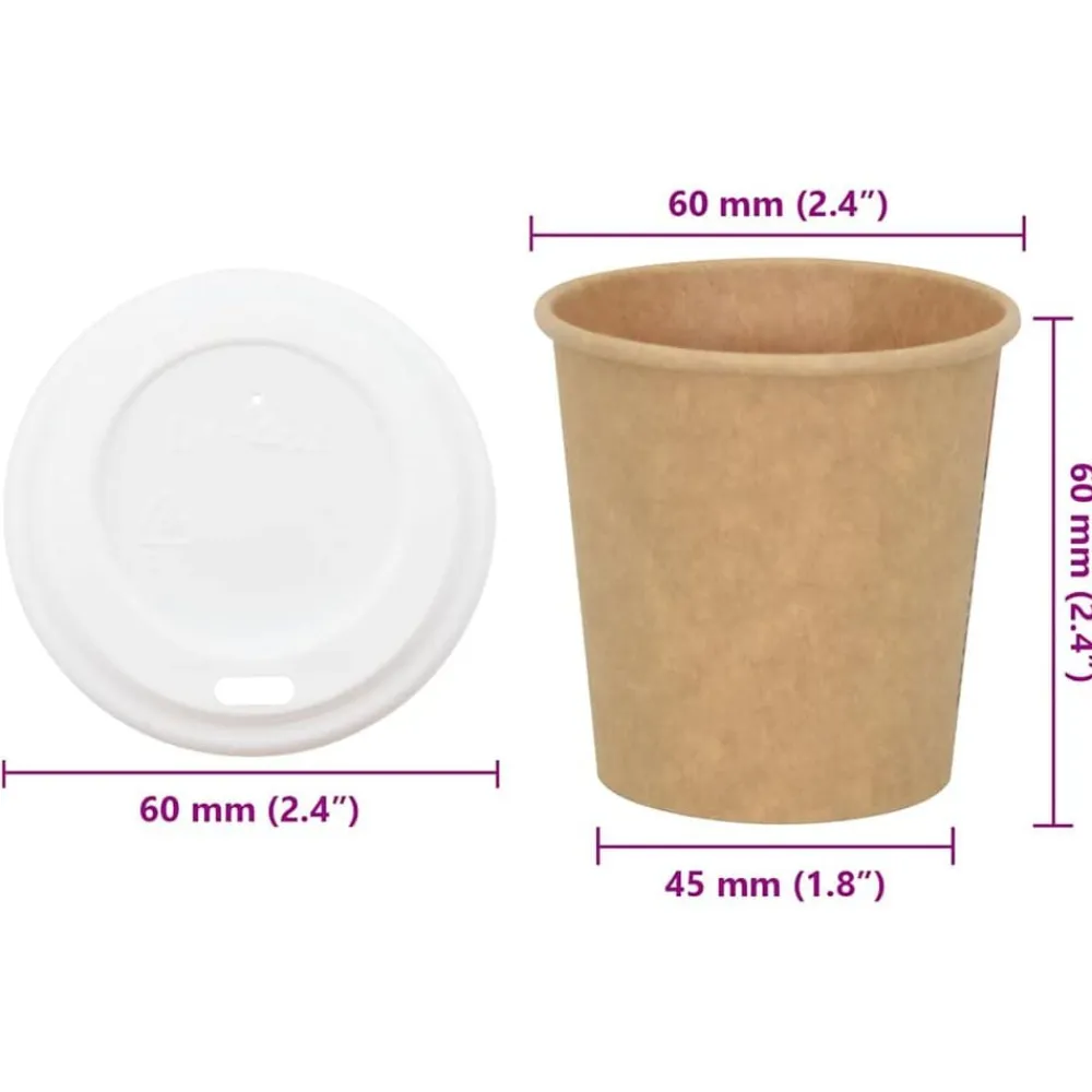 vidaXL Vasos de café de papel con tapa 1000 uds 4oz 100ml Outlet