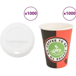 vidaXL Restauración-Vasos de café de papel con tapa 1000 uds 4oz 100ml