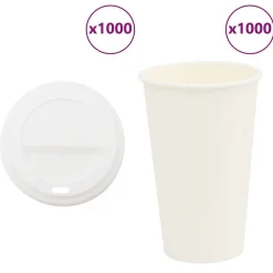 vidaXL Vasos de café de papel con tapa 1000 uds 16oz 400ml Clearance