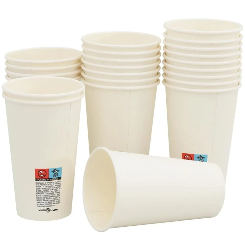 vidaXL Vasos de café de papel con tapa 1000 uds 16oz 400ml Clearance
