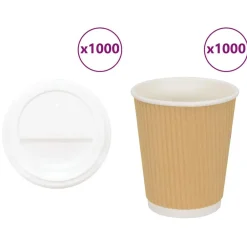 vidaXL Restauración-Vasos de café de papel con tapa 1000 uds 8oz 200ml
