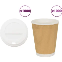 vidaXL Restauración-Vasos de café de papel con tapa 1000 uds 16oz 400ml