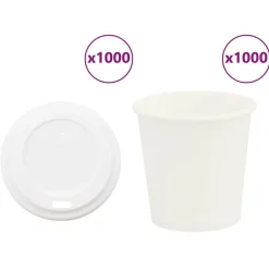vidaXL Restauración-Vasos de café de papel con tapa 1000 uds 4oz 100ml