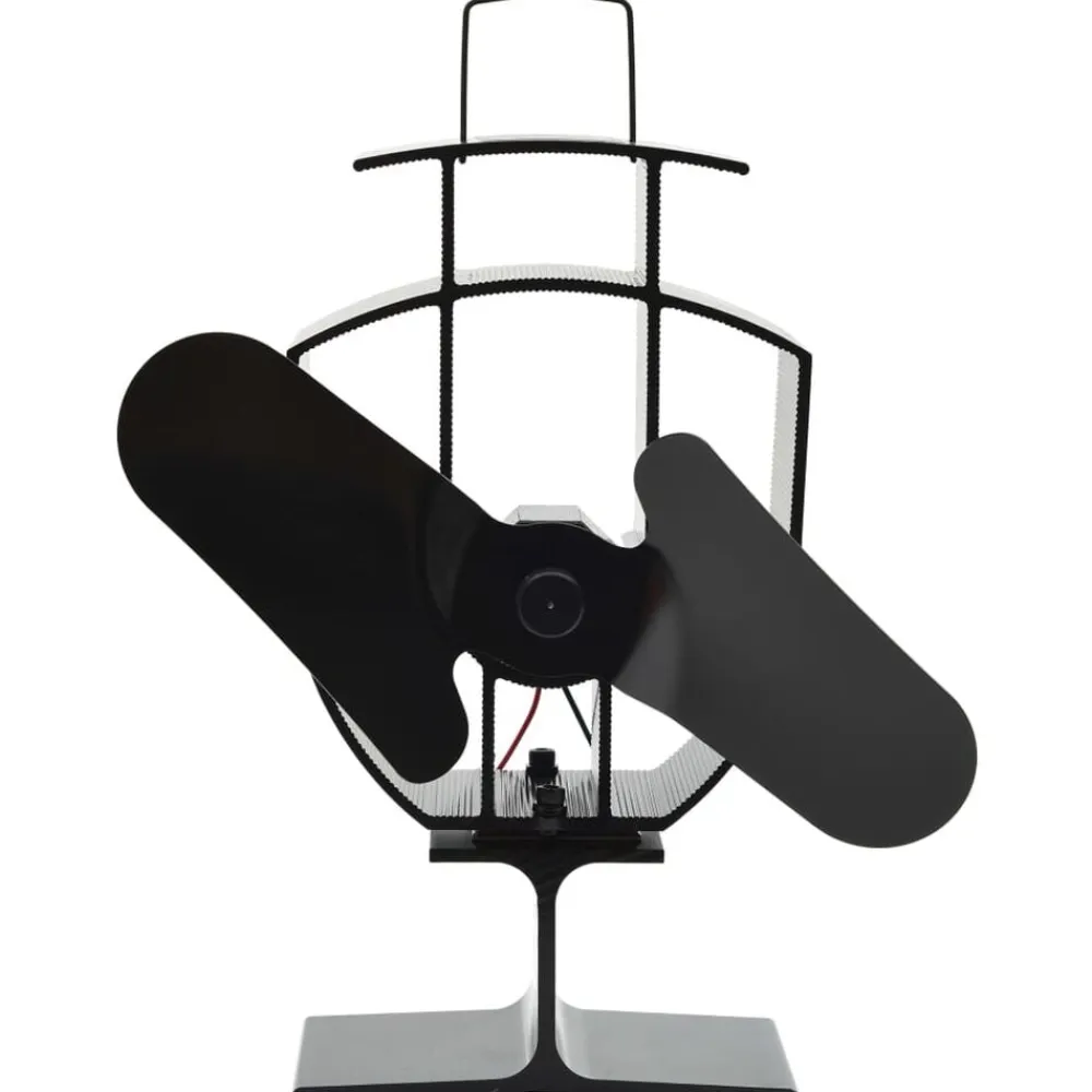 vidaXL Accesorios Para Hornos De Leña Y Chimeneas-Ventilador de estufa accionado por calor 2 aspas negro