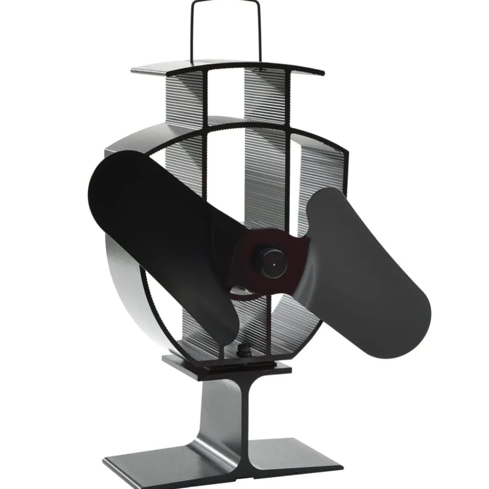 vidaXL Accesorios Para Hornos De Leña Y Chimeneas-Ventilador de estufa accionado por calor 2 aspas negro