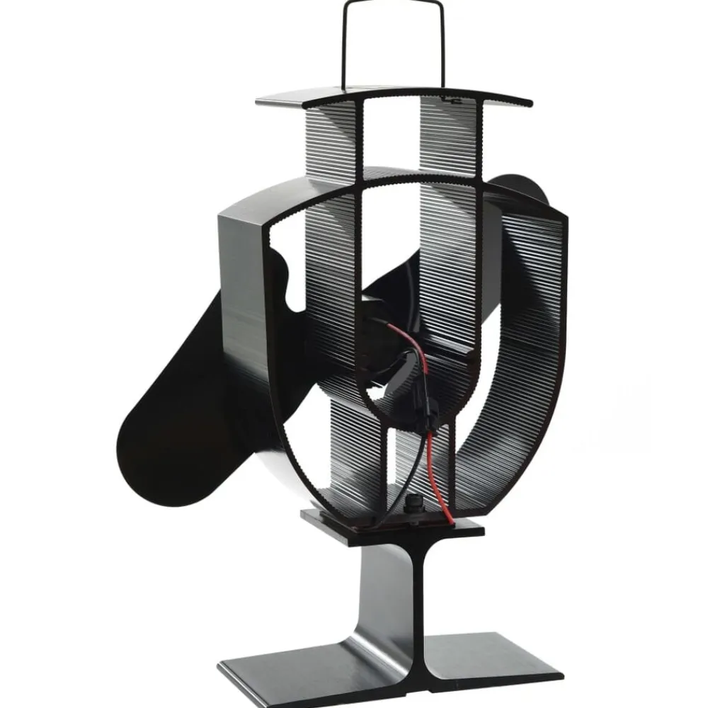 vidaXL Accesorios Para Hornos De Leña Y Chimeneas-Ventilador de estufa accionado por calor 2 aspas negro