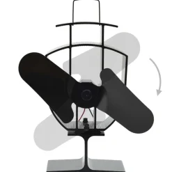 vidaXL Accesorios Para Hornos De Leña Y Chimeneas-Ventilador de estufa accionado por calor 2 aspas negro