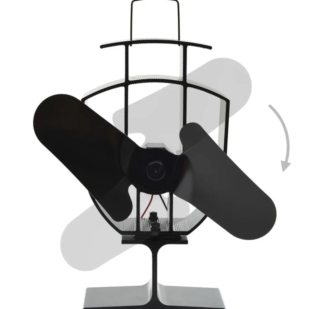 vidaXL Accesorios Para Hornos De Leña Y Chimeneas-Ventilador de estufa accionado por calor 2 aspas negro