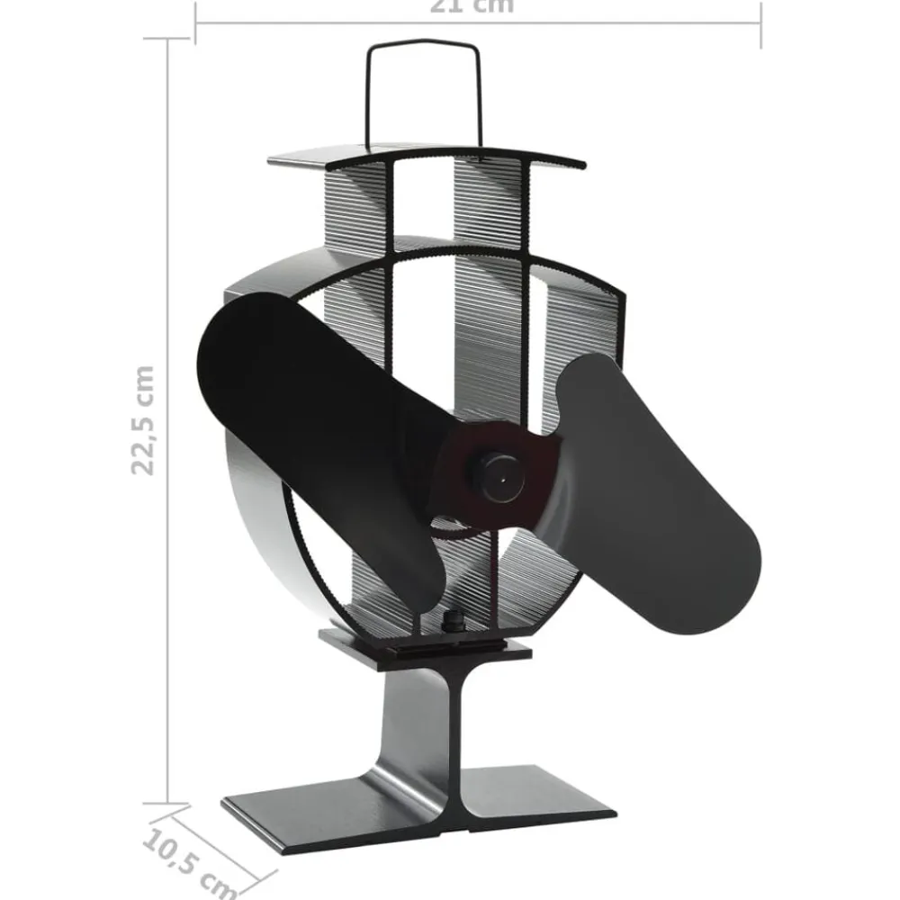 vidaXL Accesorios Para Hornos De Leña Y Chimeneas-Ventilador de estufa accionado por calor 2 aspas negro
