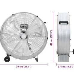 vidaXL Electrodomésticos-Ventilador de tambor Plateado 79 x 37 x 82 cm Aluminio