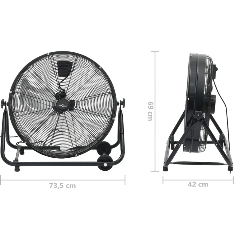 vidaXL Ventilador de tambor industrial negro 60 cm 172,5 W