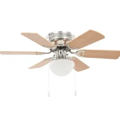 vidaXL Ventilador de techo adornado con lámpara 82 cm marrón claro Marrón claro Outlet