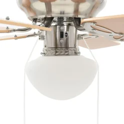 vidaXL Ventilador de techo adornado con lámpara 82 cm marrón claro Marr&oacute;n claro Outlet