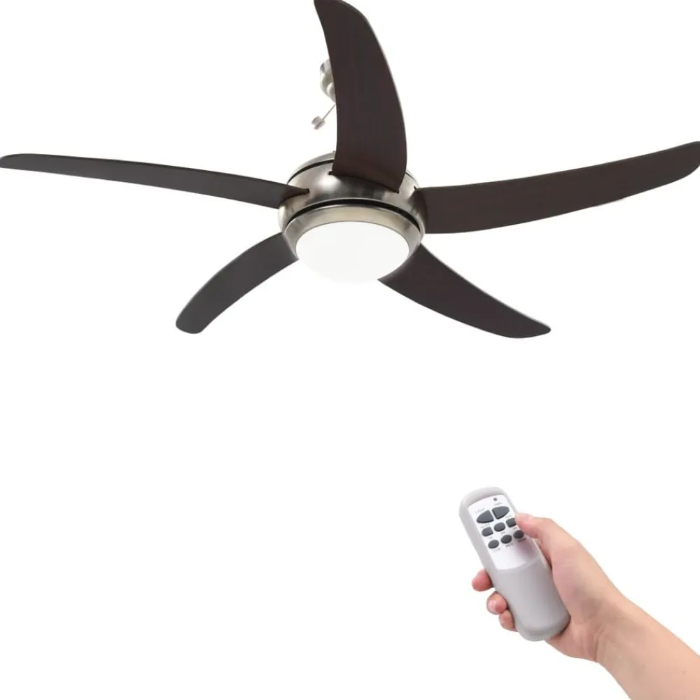 vidaXL Electrodomésticos-Ventilador de techo adornado con lámpara 128 cm marrón