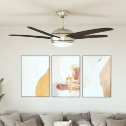 vidaXL Electrodomésticos-Ventilador de techo adornado con lámpara 128 cm marrón