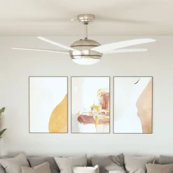 vidaXL Ventilador de techo adornado con lámpara 128 cm Blanco
