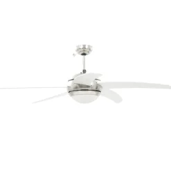 vidaXL Ventilador de techo adornado con lámpara 128 cm Blanco