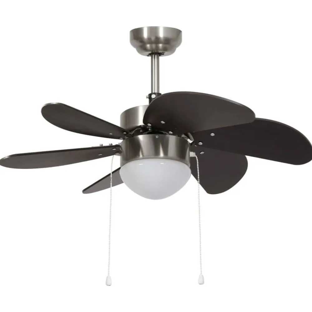 vidaXL Electrodomésticos-Ventilador de techo con lámpara marrón oscuro 76 cm