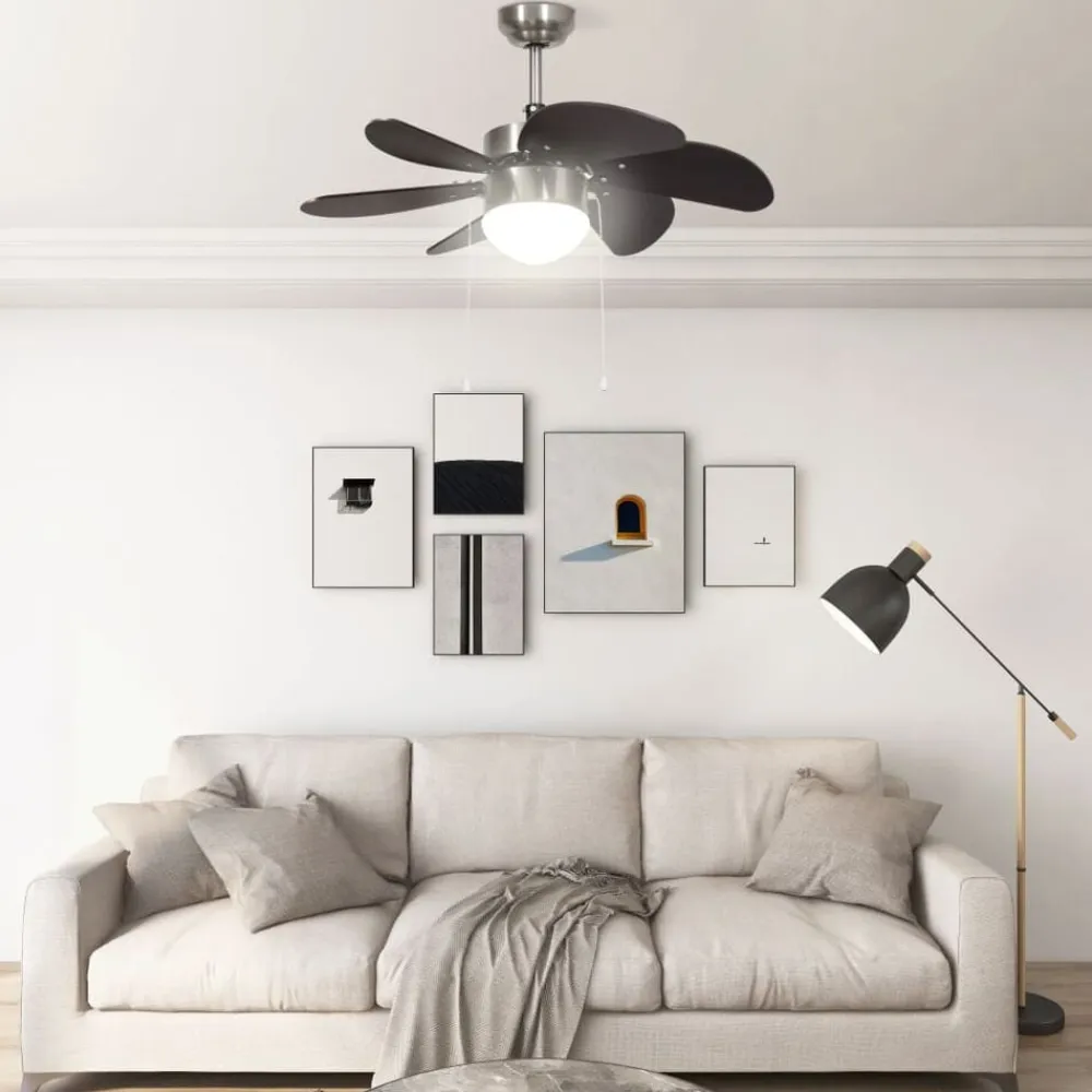 vidaXL Electrodomésticos-Ventilador de techo con lámpara marrón oscuro 76 cm