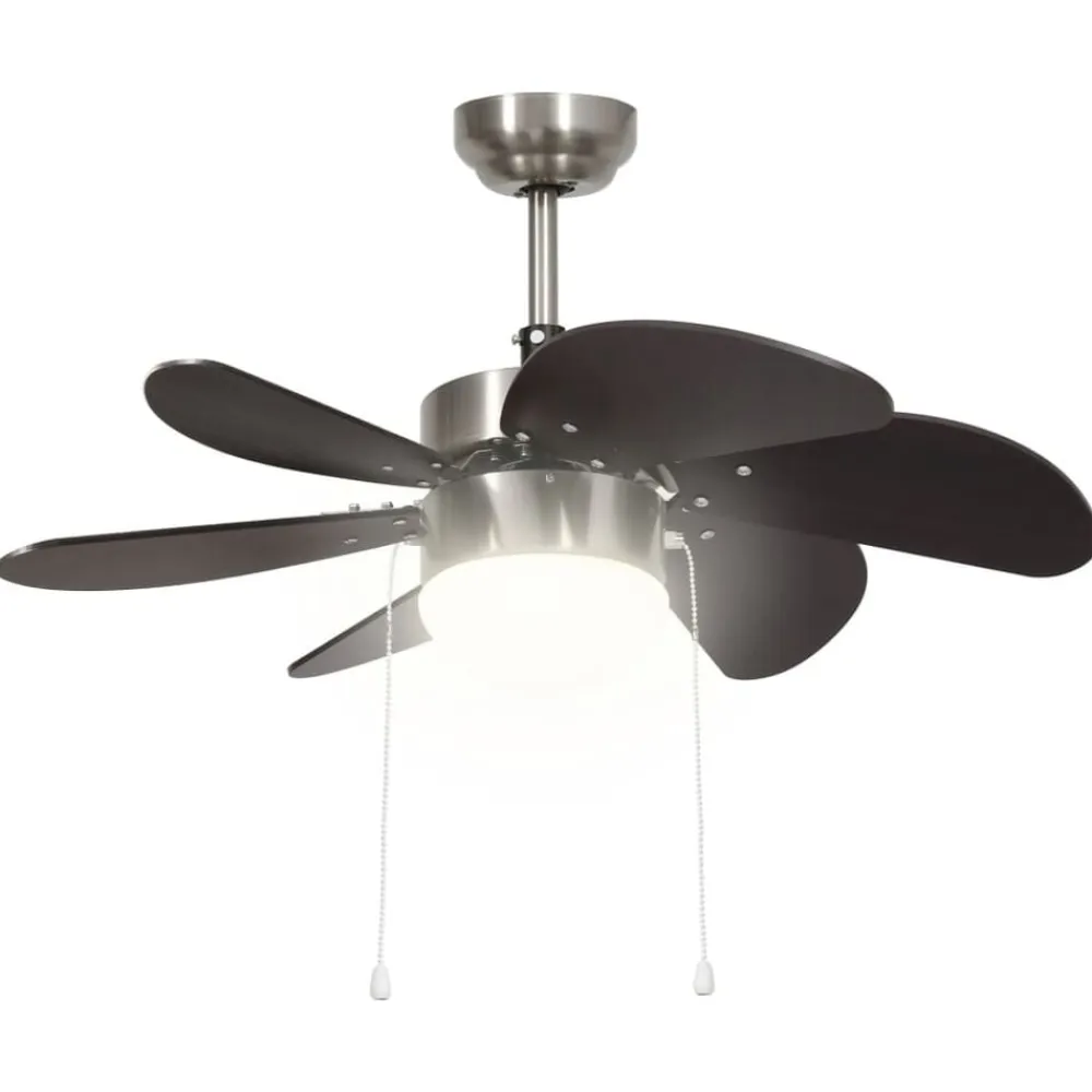 vidaXL Electrodomésticos-Ventilador de techo con lámpara marrón oscuro 76 cm