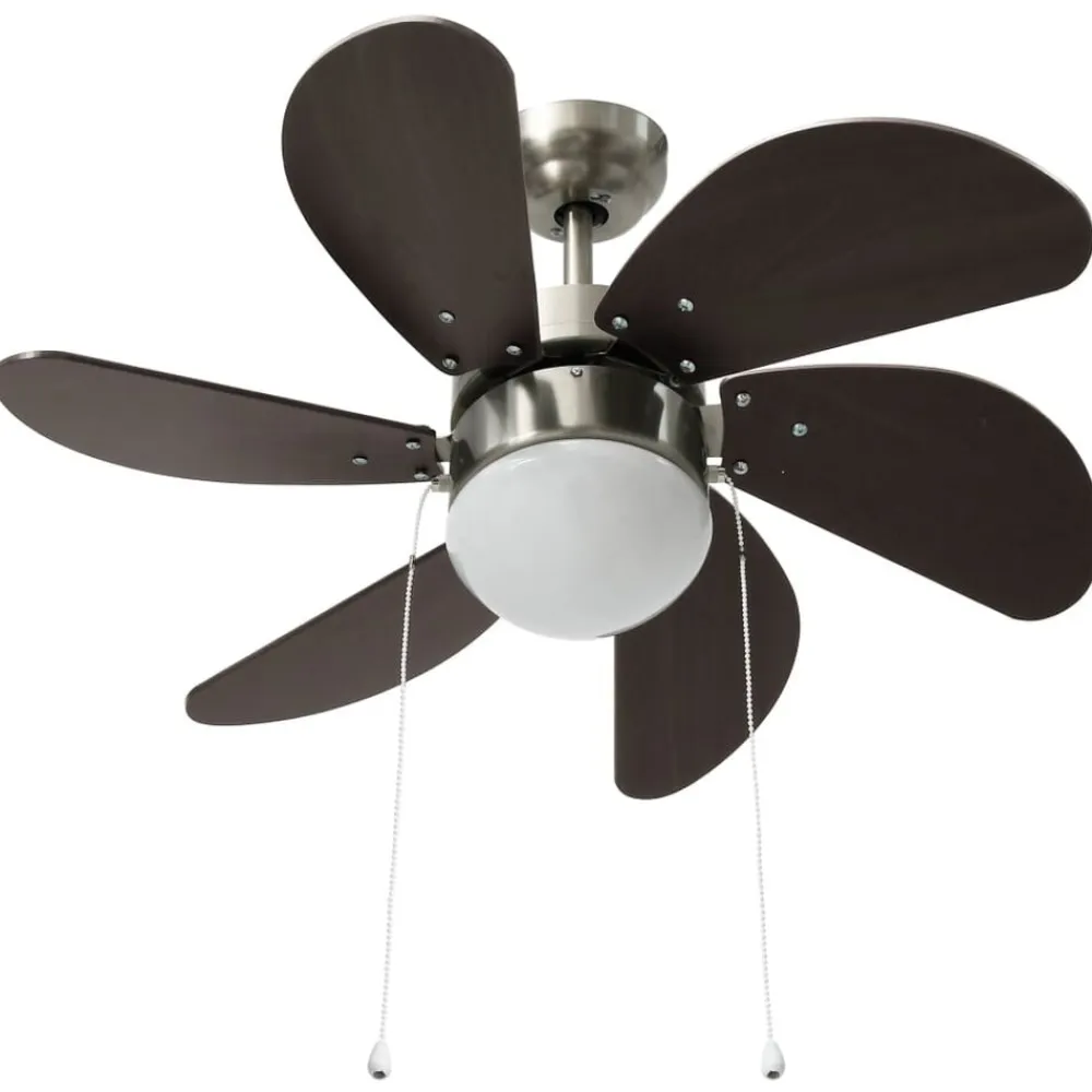vidaXL Electrodomésticos-Ventilador de techo con lámpara marrón oscuro 76 cm