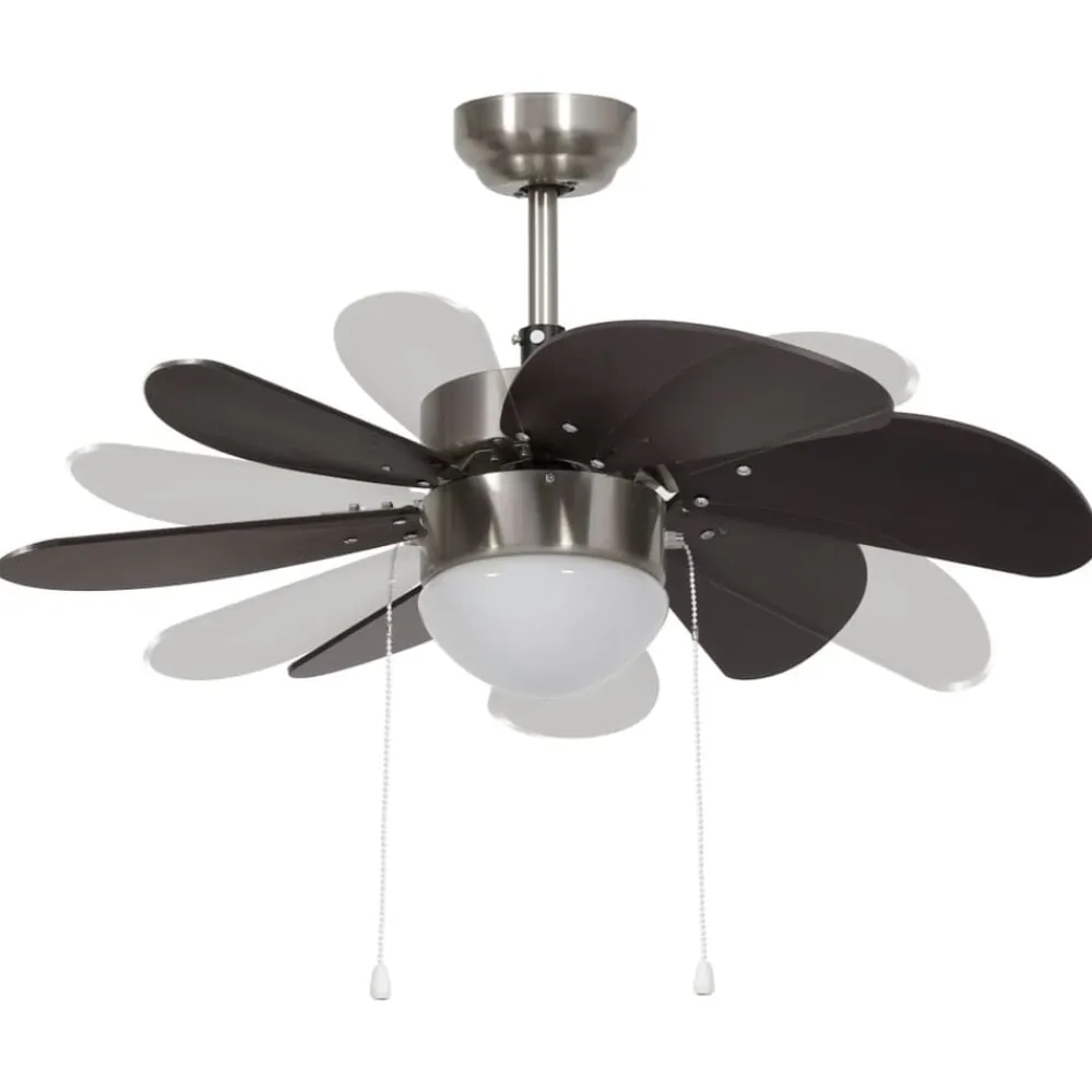 vidaXL Electrodomésticos-Ventilador de techo con lámpara marrón oscuro 76 cm