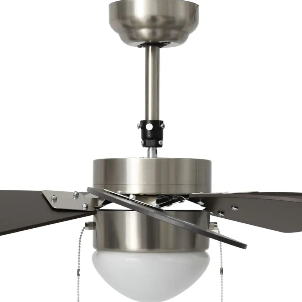vidaXL Electrodomésticos-Ventilador de techo con lámpara marrón oscuro 76 cm