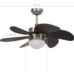 vidaXL Electrodomésticos-Ventilador de techo con lámpara marrón oscuro 76 cm
