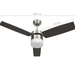 vidaXL Ventilador de techo con luz con mando marrón oscuro 108 cm Marr&oacute;n oscuro Online