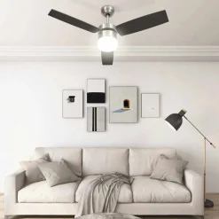 vidaXL Ventilador de techo con luz con mando marrón oscuro 108 cm Marr&oacute;n oscuro Online