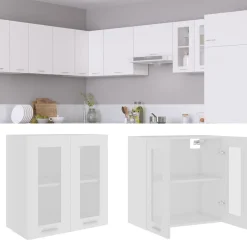 vidaXL Armarios Y Almacenamiento-Vitrina colgante de madera de ingeniería 