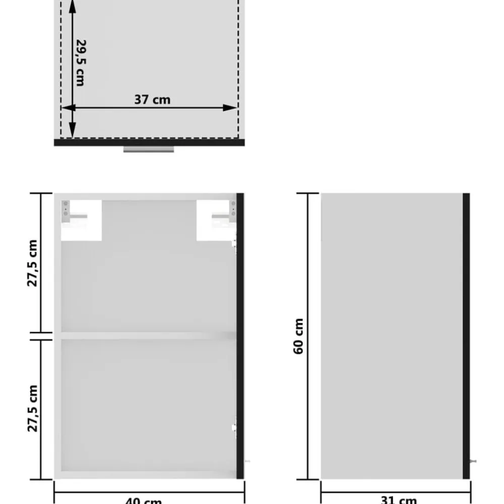vidaXL Vitrina colgante de madera maciza "Lyon", color , 40 x 31 x 60 cm Negro New