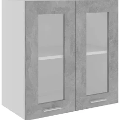 vidaXL Vitrina colgante "Lyon" de, gris hormigón, 60x31x60 cm, madera de ingeniería Gris hormigón Online
