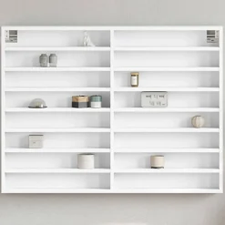 vidaXL Estanterías-Vitrina de madera ingeniería blanca 100x8,5x75 cm