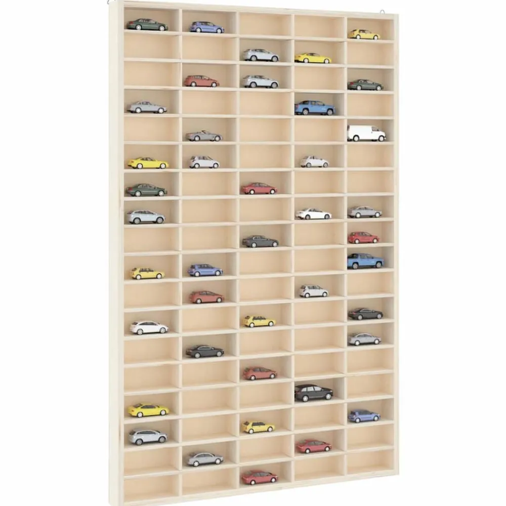 vidaXL Estanterías-Vitrina de madera para coleccionistas con 90 compartimentos 50,5x4,5x79 cm