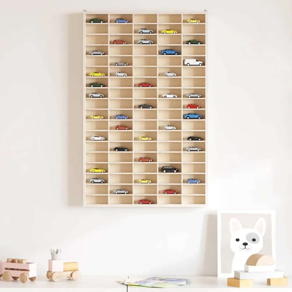 vidaXL Estanterías-Vitrina de madera para coleccionistas con 90 compartimentos 50,5x4,5x79 cm